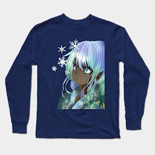 Beautiful elf girl with snowflakes Long Sleeve T-Shirt